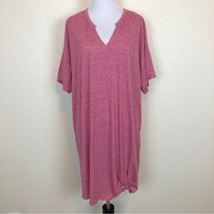 SOLD NWT Umgee Pink V-Neck Tee Shirt Dress with Front Tie